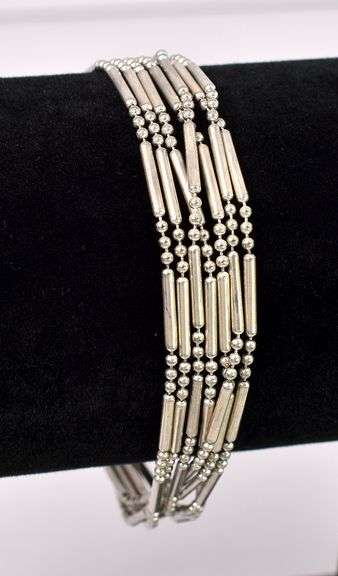 Silver Bead Bracelet In Sterling Silver