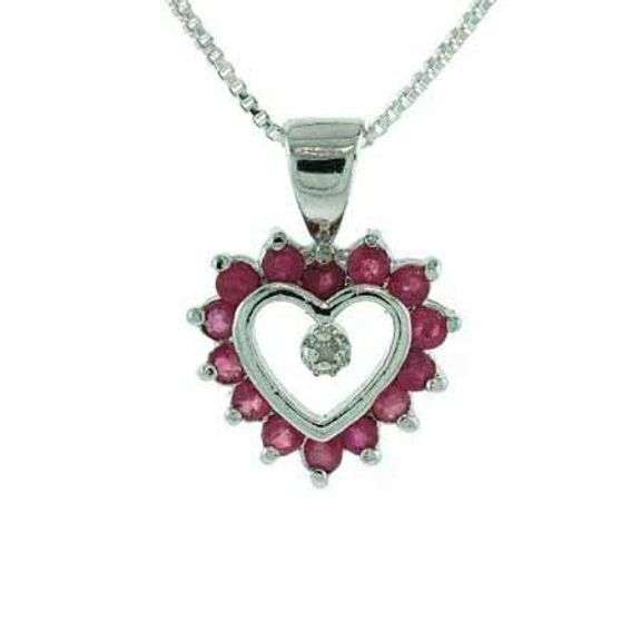 Ruby and Diamond accent Pendant in Sterling Silver