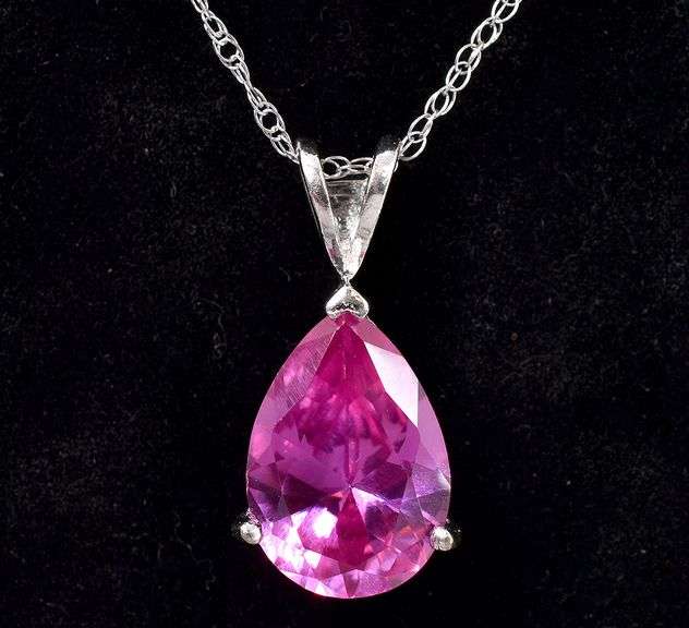 Pink Gemstone Pendant Necklace In Sterling Silver