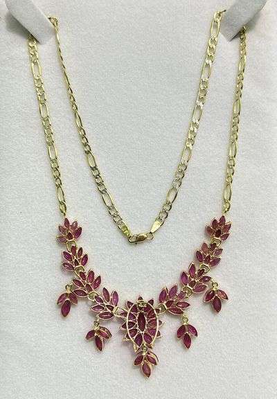 30.0 CARAT NATURAL RUBY PRECIOUS GEMSTONE NECKLACE IN 14KT SOLID YELLOW GOLD