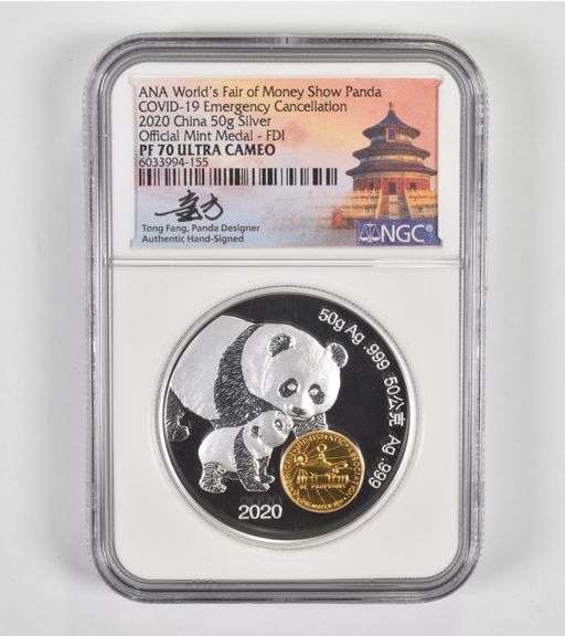 PF70 UCAM 2020 China 50 Grams Fine Silver Mint Medal Covid-19 NGC