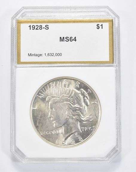 MS64 1928-S Peace Silver Dollar - Graded PCI