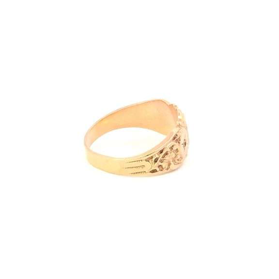 10K Yellow Gold Victorian Oval Ornate Scroll CZ Statement Ring