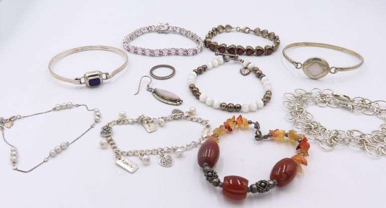 Lot of Vintage 925 Sterling Silver Gemstone Bracelets