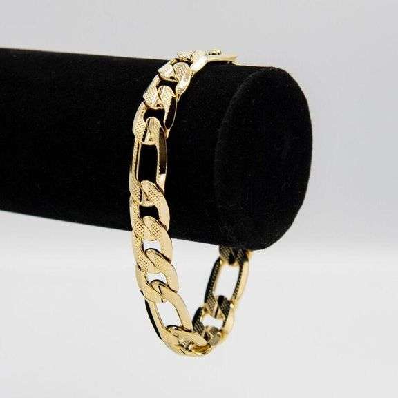 Sharp 35 Gram 14 Kt Italian Gold Plate Figaro Link Bracelet