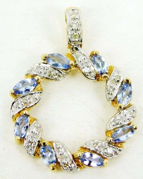 Prettiest 10K Tanzanite's & Diamonds Pendant
