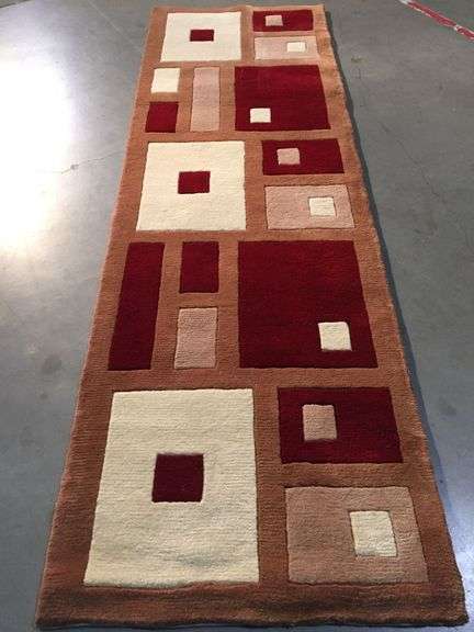 Carved Modern Wool Runner 2.6x8
