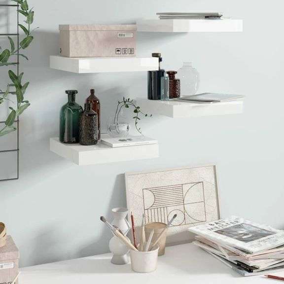 Floating Wall Shelves 4 pcs High Gloss White