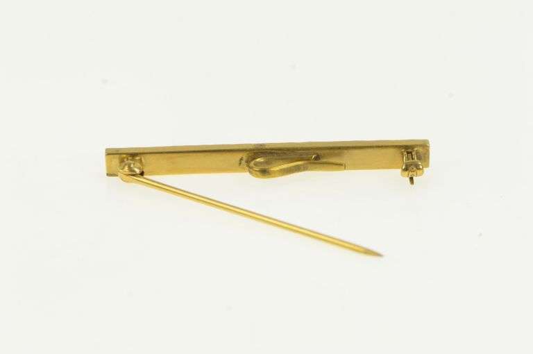14K Yellow Gold Textured Design Squared Vintage Bar Pin/Brooch