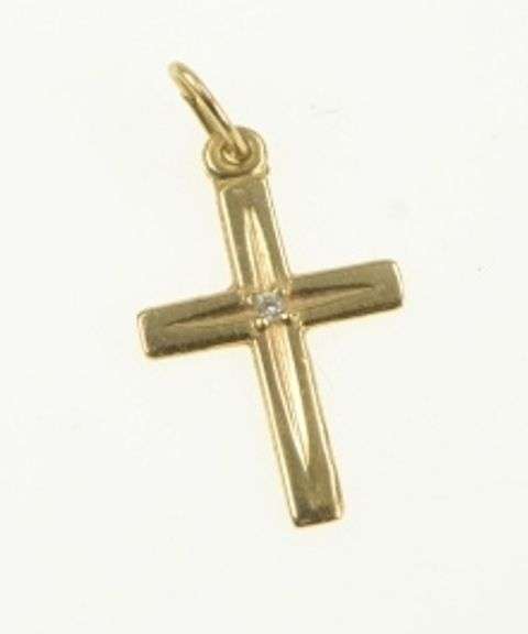 14K Yellow Gold Cross Diamond Christian Faith Symbol Charm/Pendant