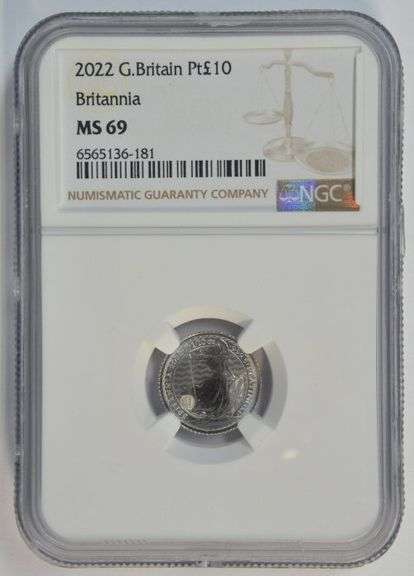 Near perfect 2022 Great Britain 10 Pound Platinum coin. NGC MS69