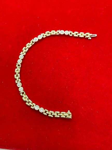 CERTIFIED 14K YELLOW GOLD AND DIAMOND BRACELET.