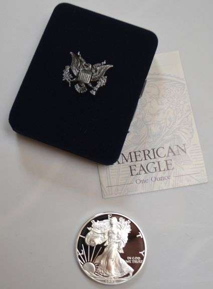 1997 Silver Eagle With Box & Paper.