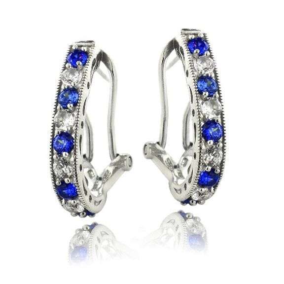 Created Blue & White Sapphire Earrings