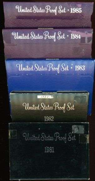 5 Different US Proof Sets: 1981-1985