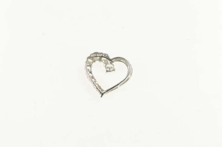 10K White Gold Heart Graduated CZ Love Symbol Valentine Charm/Pendant