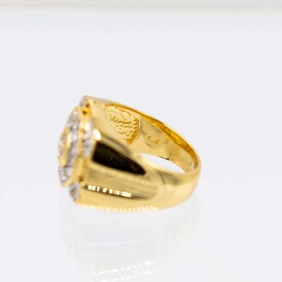 Men's 14 Kt Gold Plate 7.25  Cttw. Lab Simulated Diamond Ring.