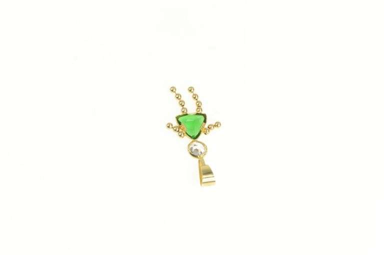 14K Yellow Gold Sim. Emerald CZ May Birthstone Baby Charm/Pendant