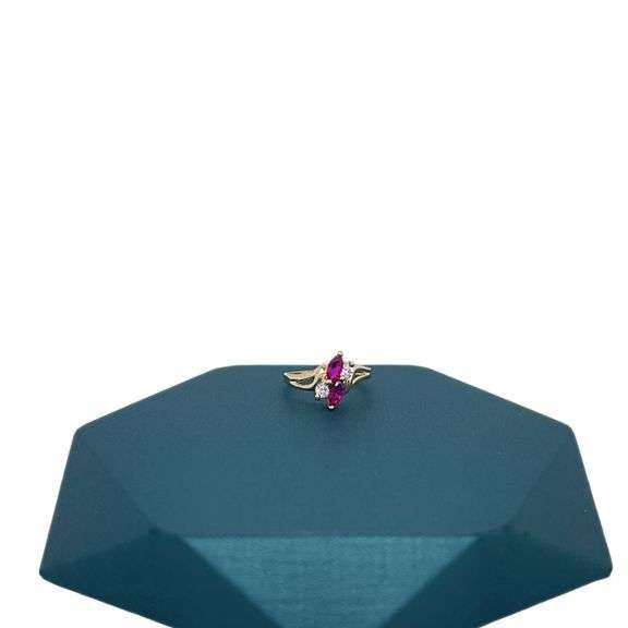 14K Yellow Ring With Pink Cubic Zirconia Stone
