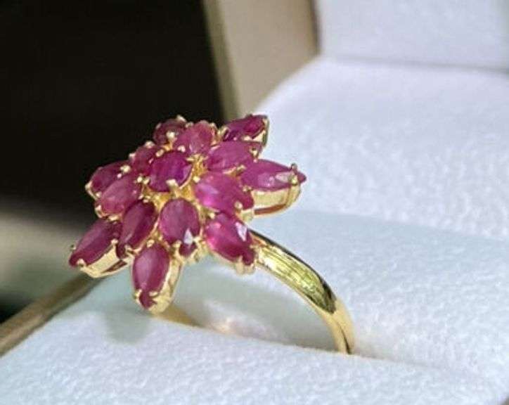 4.0 CARAT NATURAL RUBY COCKTAIL RING IN 14KT SOLID YELLOW GOLD
