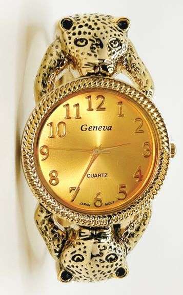 18kt GP Leopard Geneva Bangle Watch