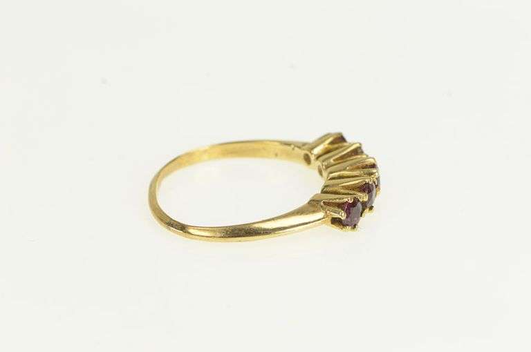 14K Yellow Gold Classic Vintage Natural Ruby Statement Band Ring
