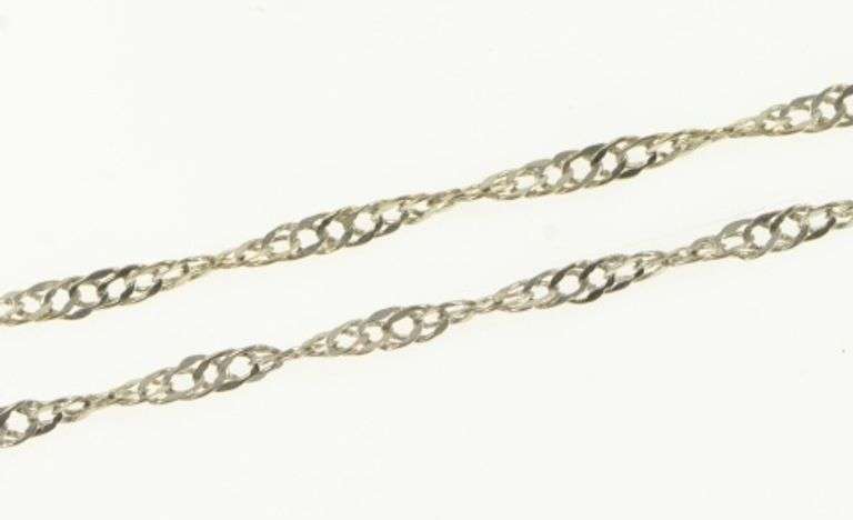 14K White Gold 2.0mm Singapore Spiral Twist Link Chain Necklace