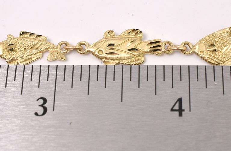 Creative Fish Link Bracelet In 14K Yellow Gold