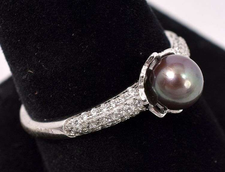 Pearl And CZ Ring In Sterling Silver