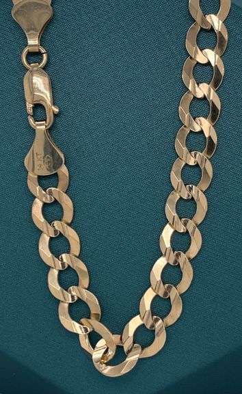 8MM 14K SOLID GOLD FLAT CUBAN LINK CHAIN WITH DIAMOND CUT DESIGN