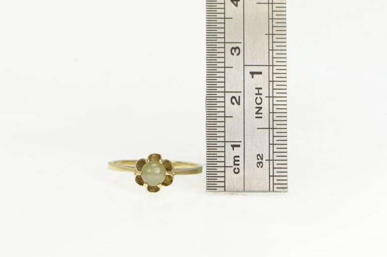 10K Yellow Gold Green Grey Star Sapphire 1960's Scalloped Ring