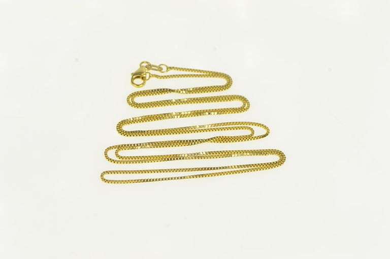 10K Yellow Gold 0.8mm Box Link Classic Simple Square Chain Necklace