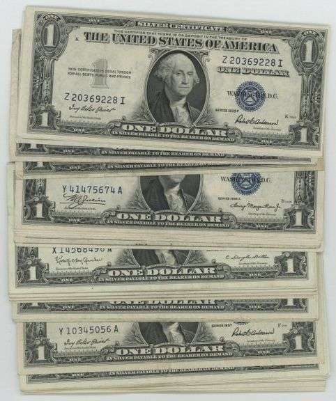 Nice lot of 40 crisp AU mixed 1935 & 1957 $1 Silver Certificates