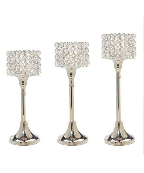 Aluminum and Crystal Candle Holders
