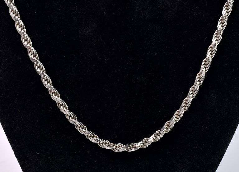 Rope Chain Necklace In Sterling Silver