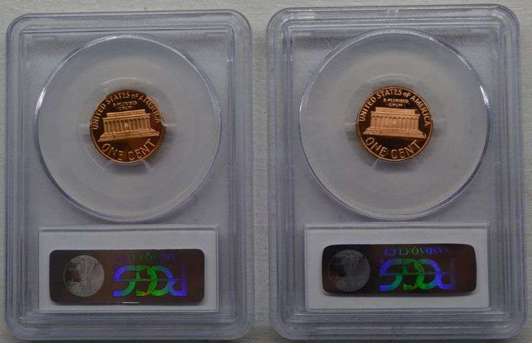 1979-S Type -1 & Type 2 Proof Lincoln Penny (1C) PCGS PR69RD DCAM- 2 Coin Set