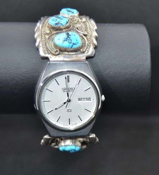 Authentic Les Baker Navajo AZ Turquoise SS Watch