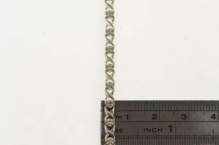 10K White Gold Hugs & Kisses XO Link Diamond Tennis Bracelet