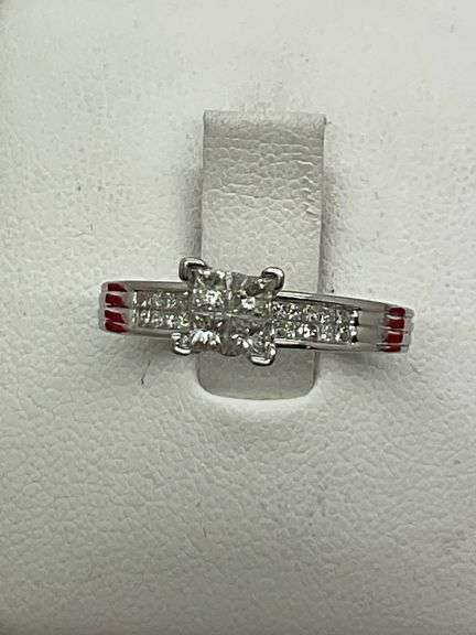 CERTIFIED  14K WHITE GOLD AND DIAMOND ENGAGEMENT RING