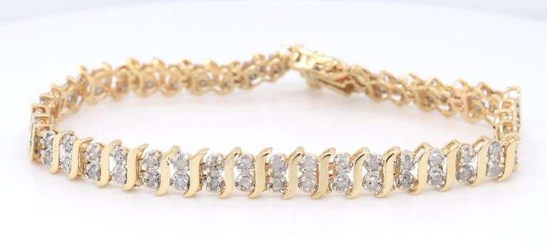 Gorgeous Yellow Gold 0.50ctw Diamond S Link Tennis Bracelet