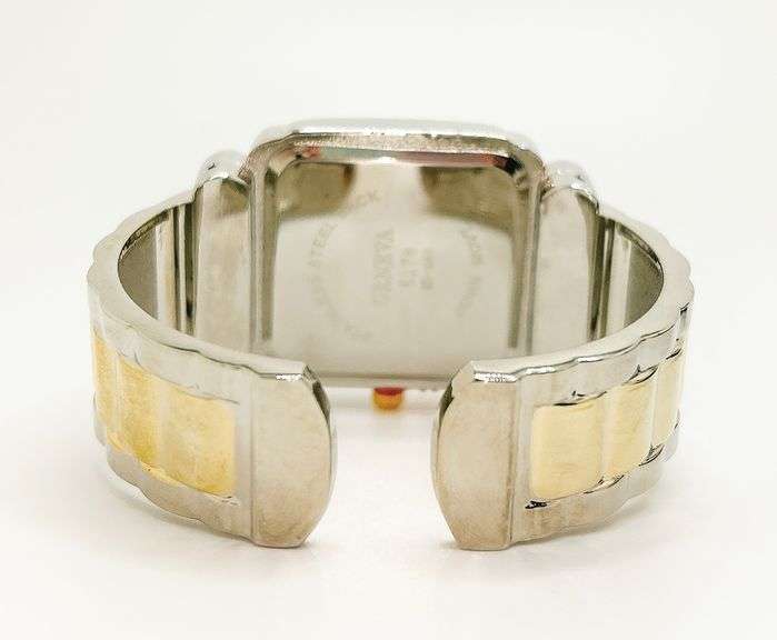 Fancy Square Face Geneva Cuff Watch with Gemstones!