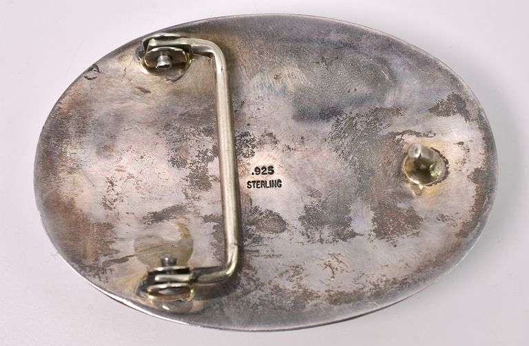 Turquoise Belt Buckle In Sterling Silver