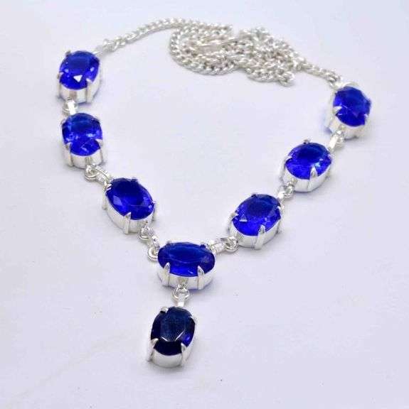 Stunning 41 Ctw Lab Sapphire Necklace