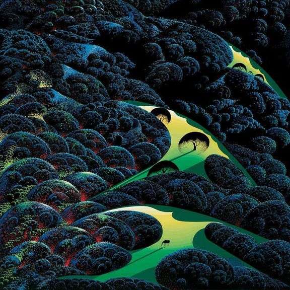 Three Pastures On A Hillside by Eyvind Earle