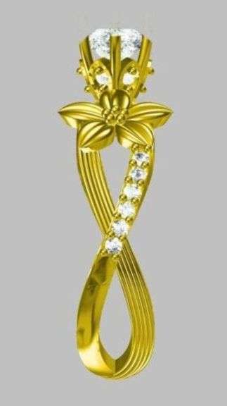 Sparkling 14 Kt Gold Plated 1 Ct Cubic Zirconia Diamond Ring