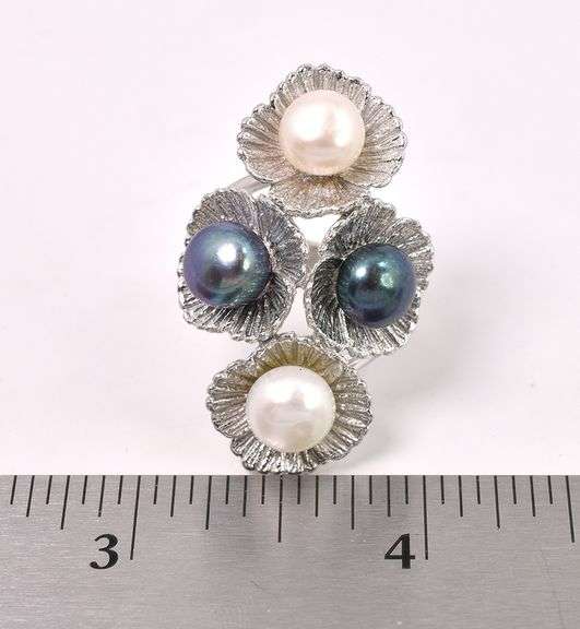 Pearl Flower Ring In Sterling Silver