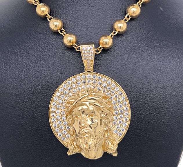 14K Gold Jesus Piece Charm Necklace