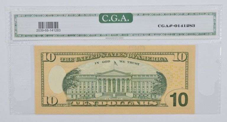 Gem Unc 68 2004-A $10 Federal Reserve Star Note Fr. 2039-A* CGA Graded