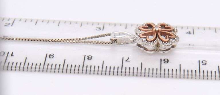 Set of Sterling Silver Flower Pendant on Chain with Matching Earrings