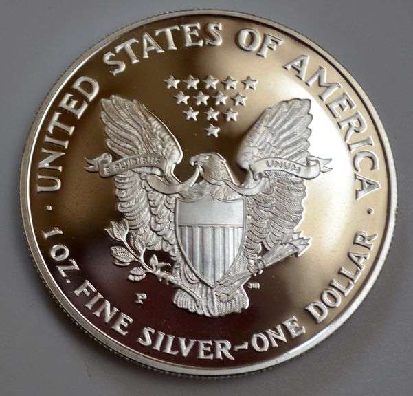 1997 Silver Eagle With Box & Paper.